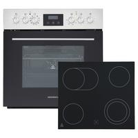 Herdset Schwarz/edelstahlfarben B:59cm - Edelstahlfarben/Schwarz, Trend, Glas/Kunststoff (59,5/59,5/57,5cm) - Respekta