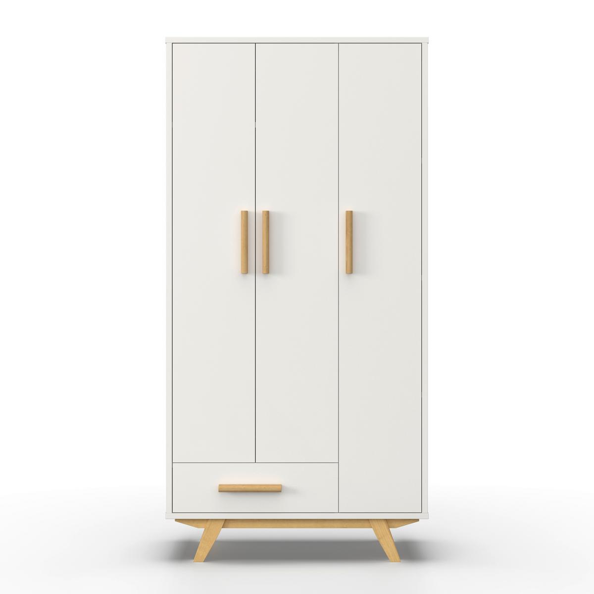 Skriňa MILAN biela/prírodná - biela/écru, Modern, drevo/kompozitné drevo (90/180/40cm) - Bessagi Home