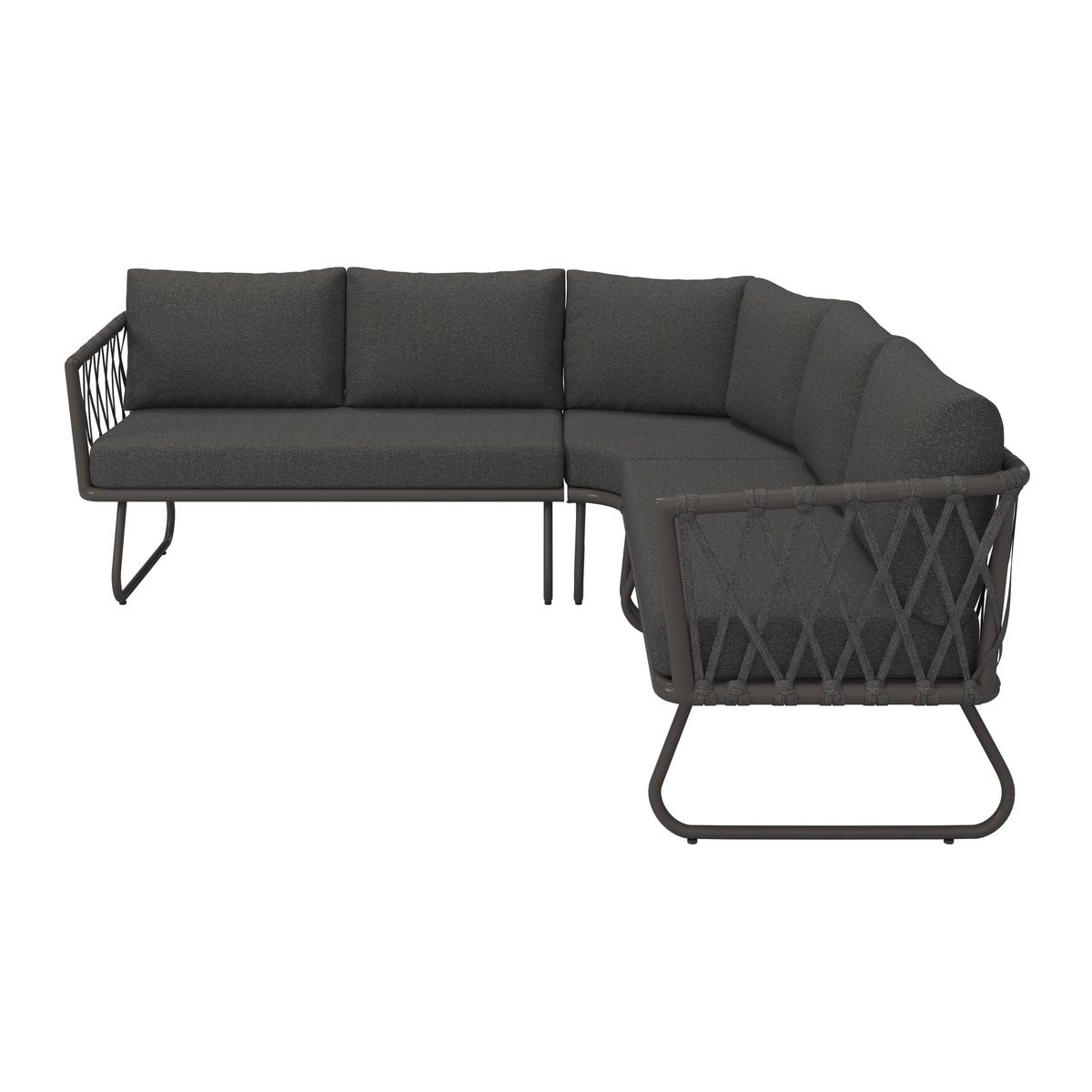 TERASOVÁ SEDACIA SÚPRAVA ELEA - antracitová/tmavosivá, Modern, kov/textil (234/74/77cm) - Bessagi Garden