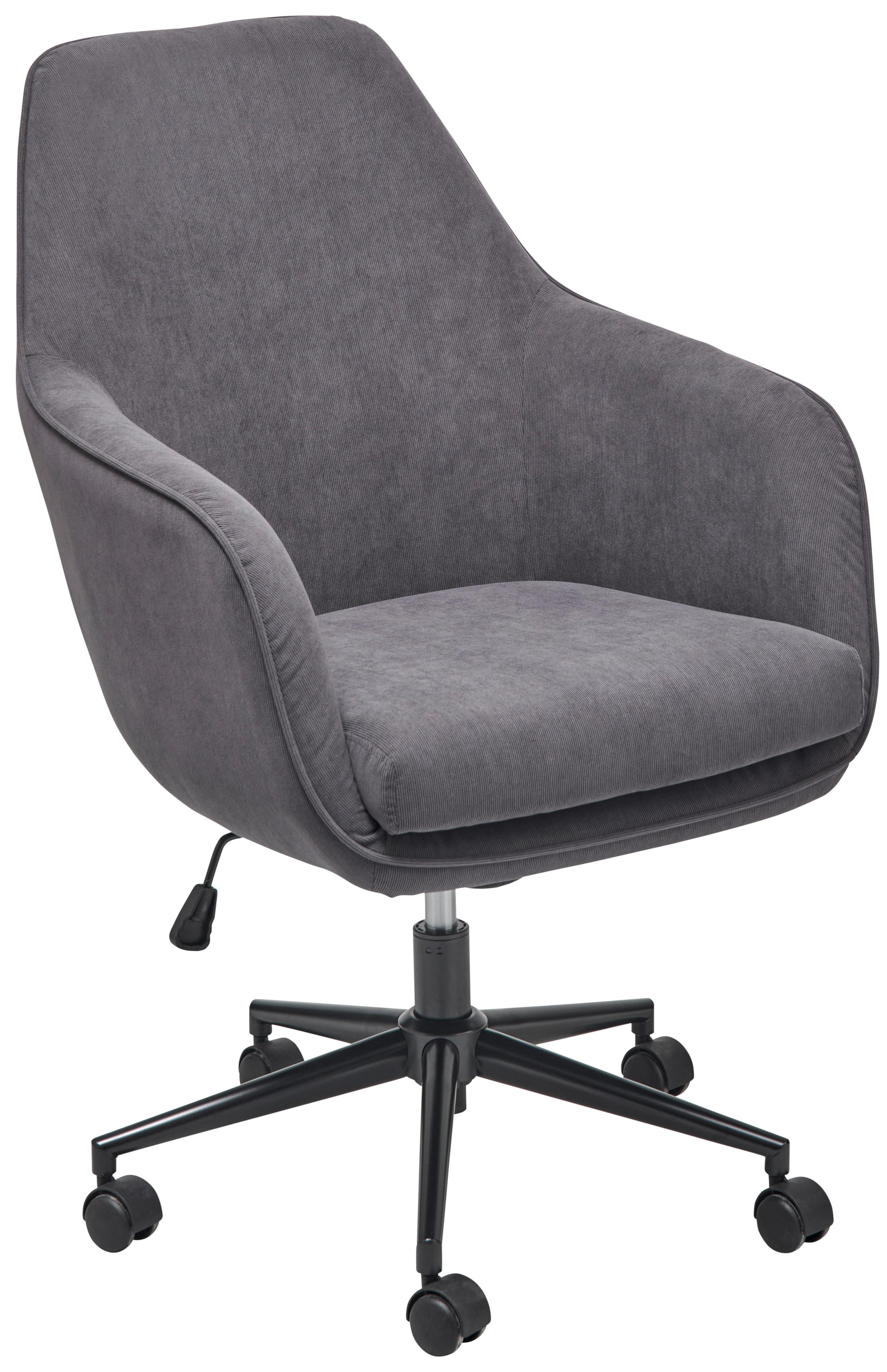 Drehstuhl Columbus - Dunkelgrau/Schwarz, LIFESTYLE, Kunststoff/Textil (63/93-98/71cm) - Livetastic