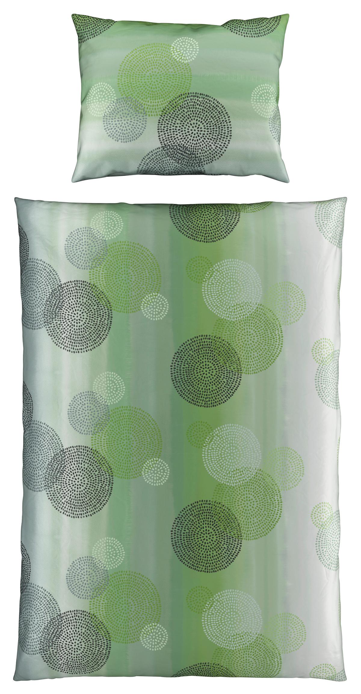 Bettwäsche 140x200 cm Rebecca Baumwolle Grün Kreise - Grün, ROMANTIK / LANDHAUS, Textil (140/200cm) - James Wood