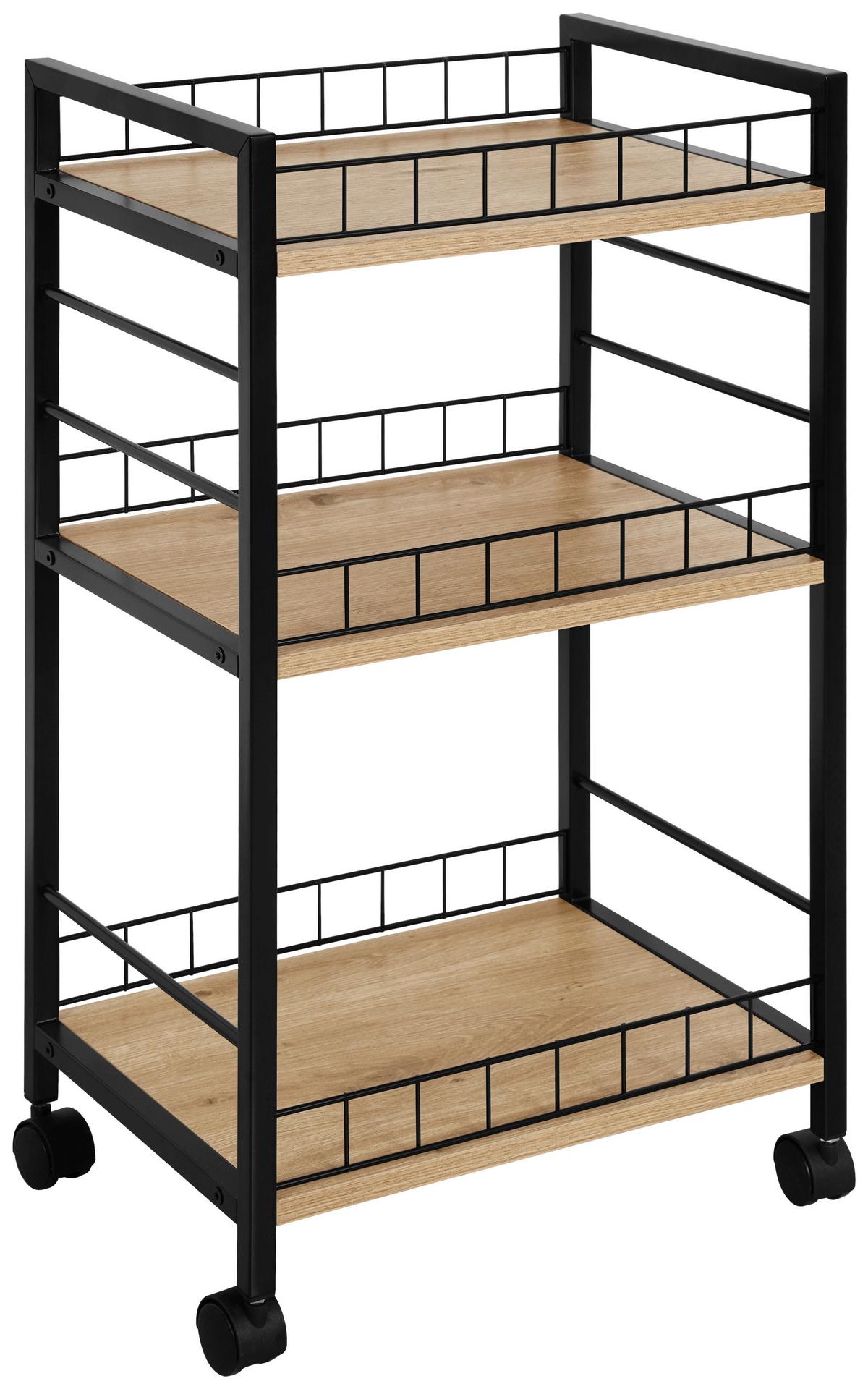 Servierwagen Tromso Schwarz/eiche Artisan B: 40 Cm - Schwarz/Eiche Artisan, Trend, Holzwerkstoff/Kunststoff (40/76/30cm)