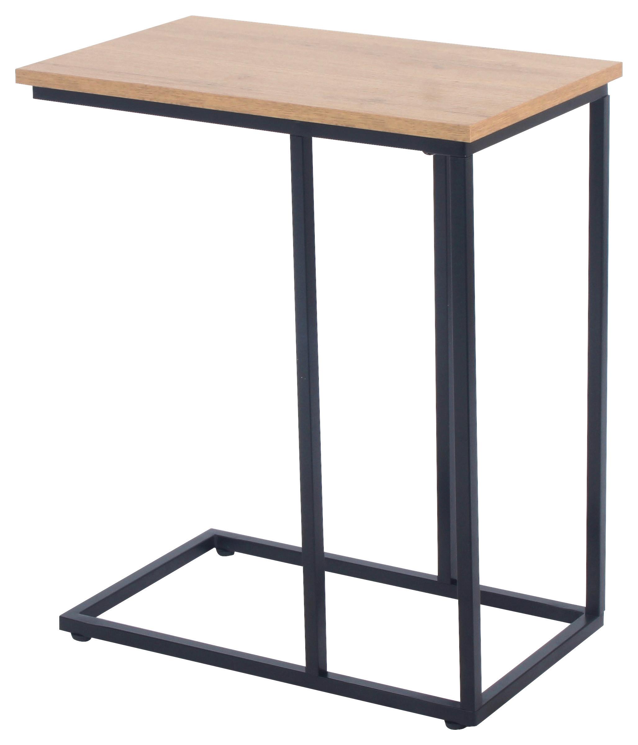 PRÍRUČNÝ STOLÍK LUDWIG - čierna/prírodná farba, Modern, kov/kompozitné drevo (30/59/50cm)