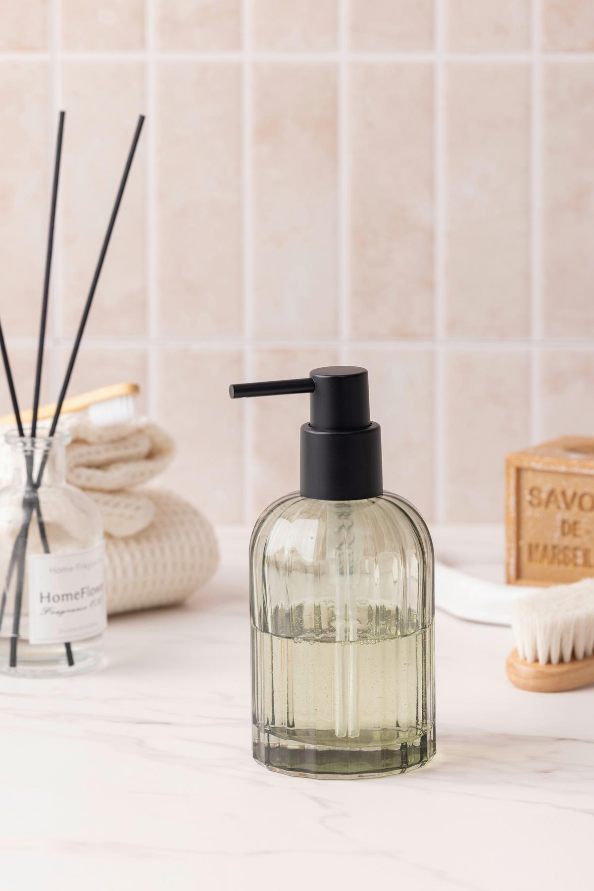 Szappanadagoló Wilma Kb. 280ml - pink/barna, Konventionell, műanyag/üveg (7.5/15.5cm)