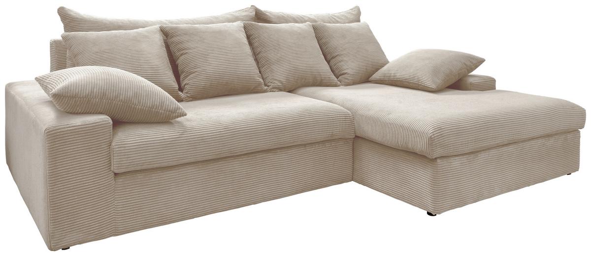 Ecksofa Avellino Beige Cord - Beige/Schwarz, MODERN, Textil (278/200cm) - Livetastic
