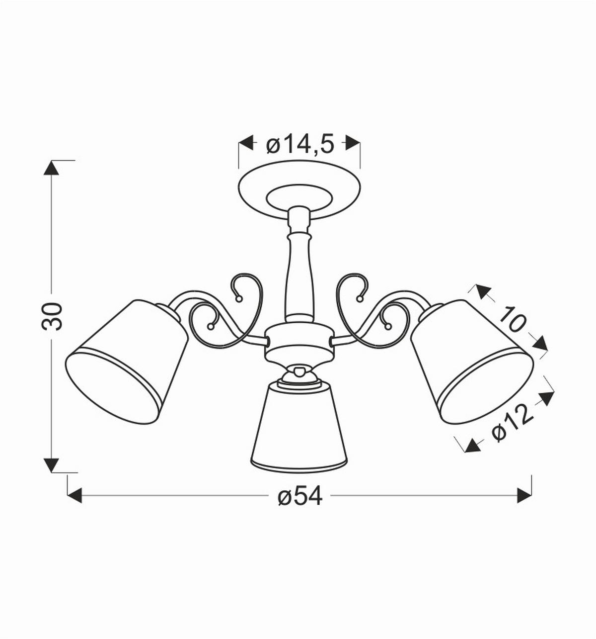 Deckenleuchte 33-26590 Losanna - Weiß/Bronzefarben, KONVENTIONELL, Metall (54/54/30cm)