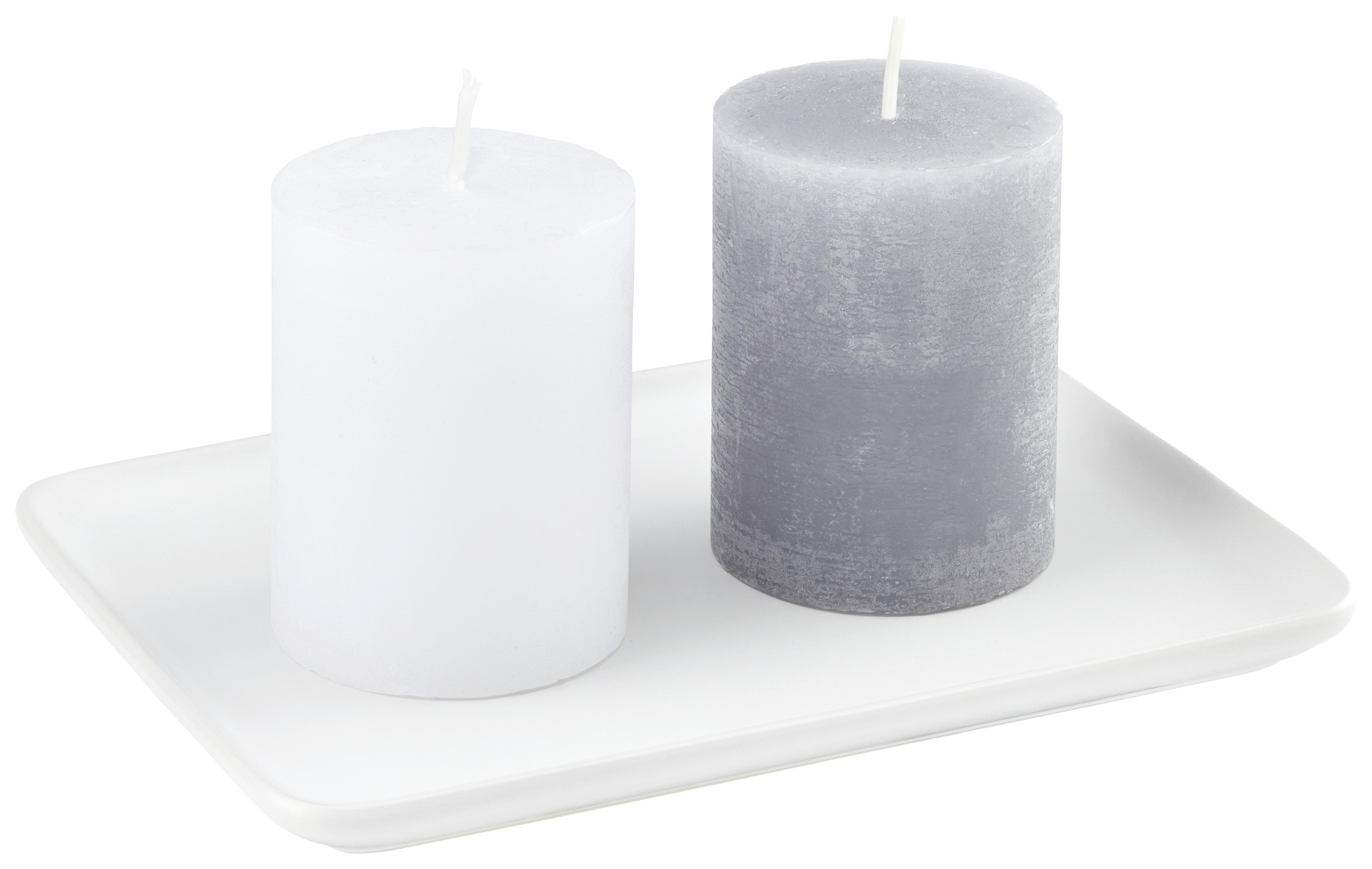 Tanier Na Sviečky Tray - biela, Moderný, keramika (16/22cm) - Modern Living