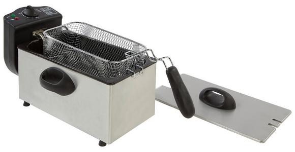 Fritteuse Nina 3 L, 800 G Frittiergut Schwarz/silber - Silberfarben/Schwarz, KONVENTIONELL, Metall (40/23/23cm) - Bono