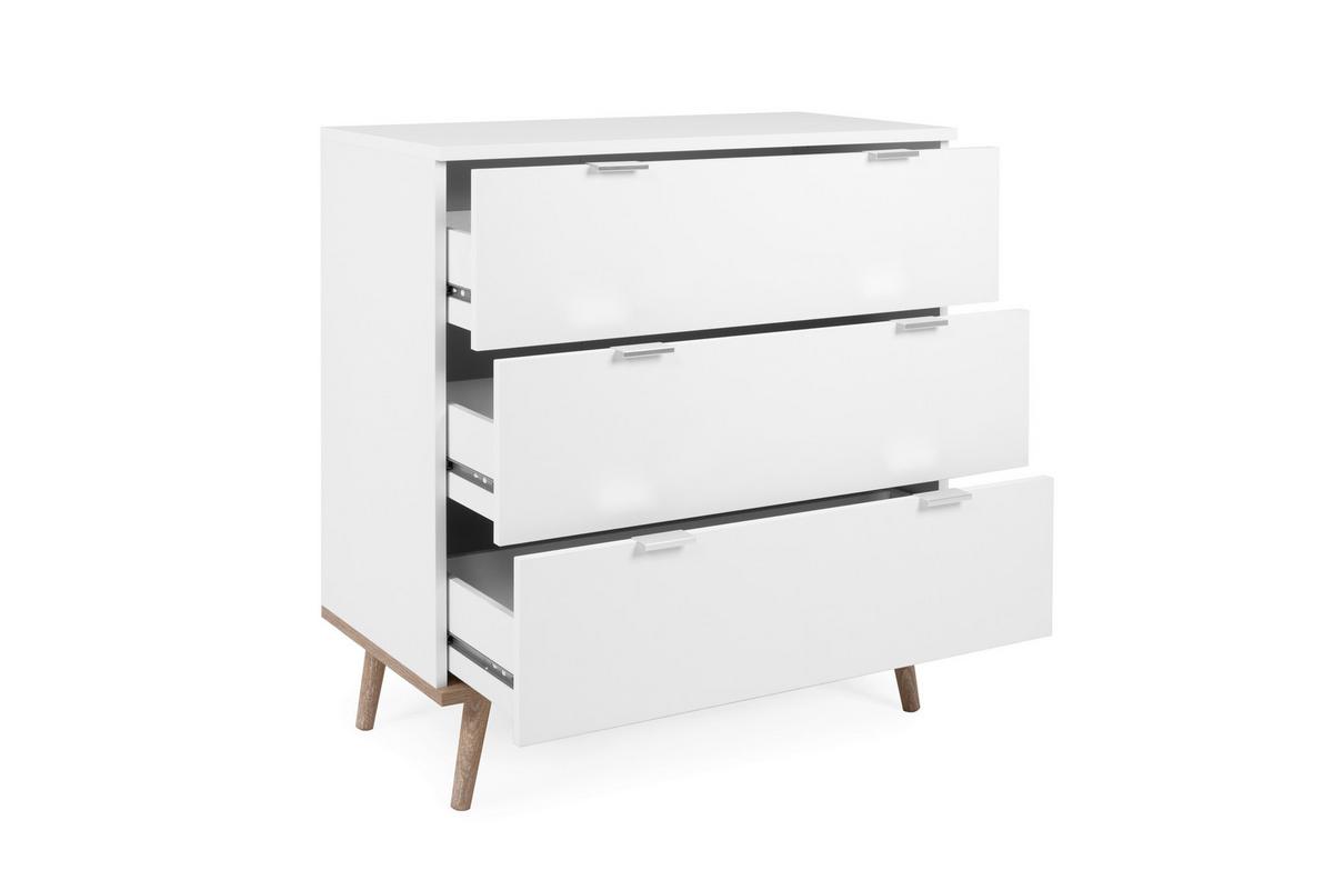 Kommode B 80 Cm Göteborg, Weiß/eiche Dekor - Weiß/Sonoma Eiche, KONVENTIONELL, Holzwerkstoff (80/86,5/40cm) - MID.YOU