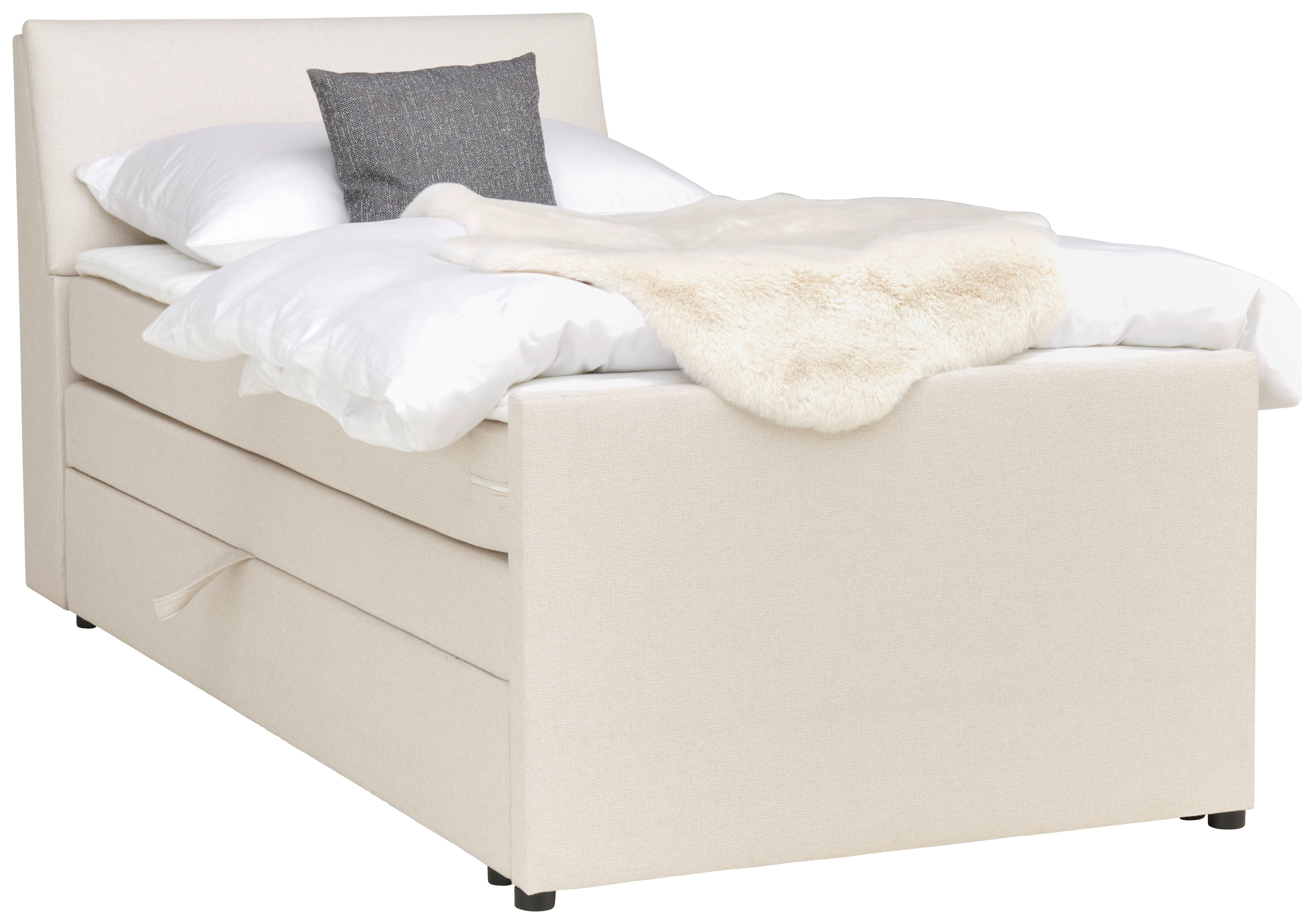 Boxspringbett Mit Bettkasten Nida 120x200 Cm Creme - Creme/Schwarz, MODERN, Holz/Textil (120/200cm) - MID.YOU