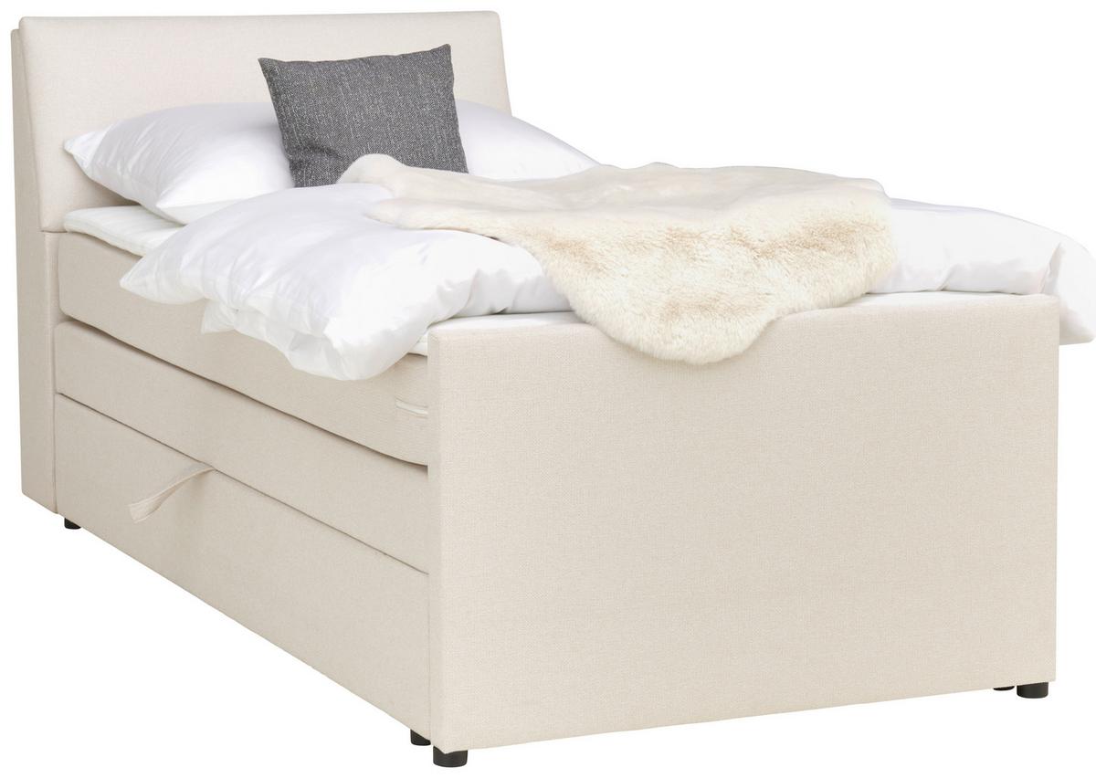 Boxspringbett Mit Bettkasten Nida 120x200 Cm Creme - Creme/Schwarz, MODERN, Holz/Textil (120/200cm) - MID.YOU