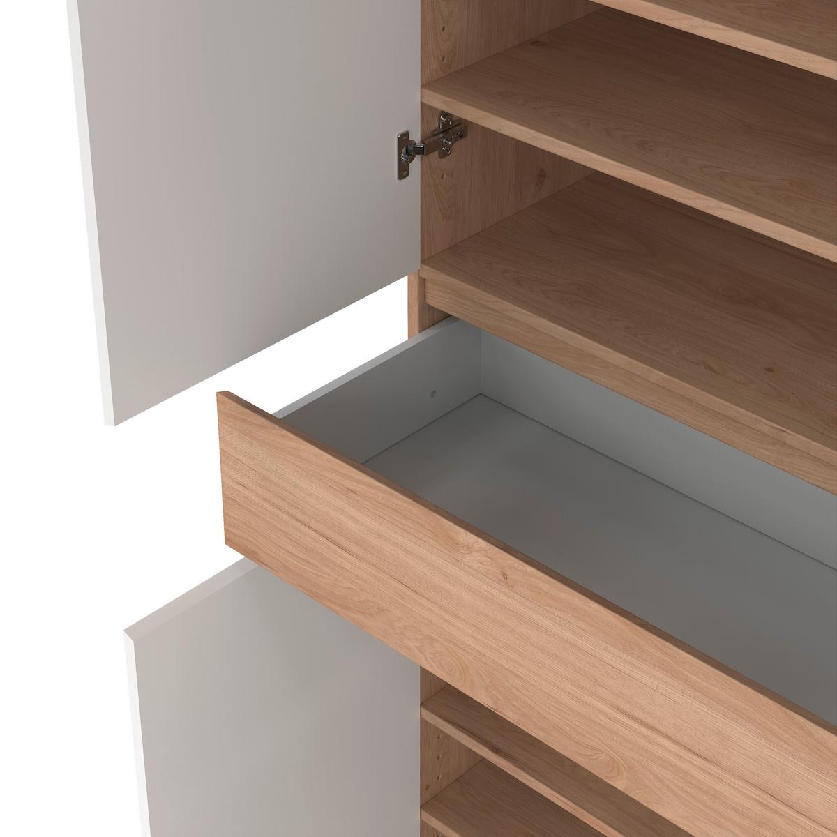 Schuhschrank Naia Weiß, Eichefarben, B: 80,4 Cm - Eichefarben/Weiß, Design, Holzwerkstoff (80,4/191,7/40cm) - Livetastic