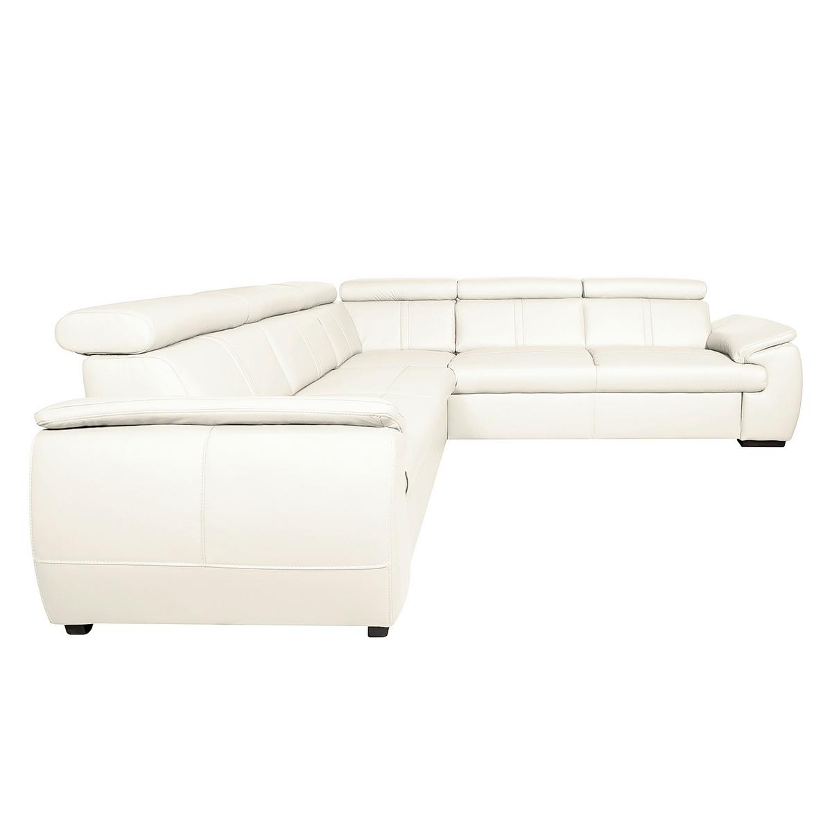 Ecksofa City Weiß B: 265x265 Cm - Wengefarben/Weiß, Design, Leder (265/265cm) - Livetastic