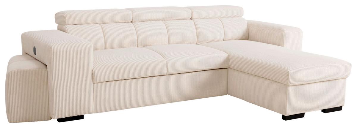 Ecksofa Sirius M creme, 251x165cm - Creme, KONVENTIONELL, Holz/Holzwerkstoff (251/165cm)