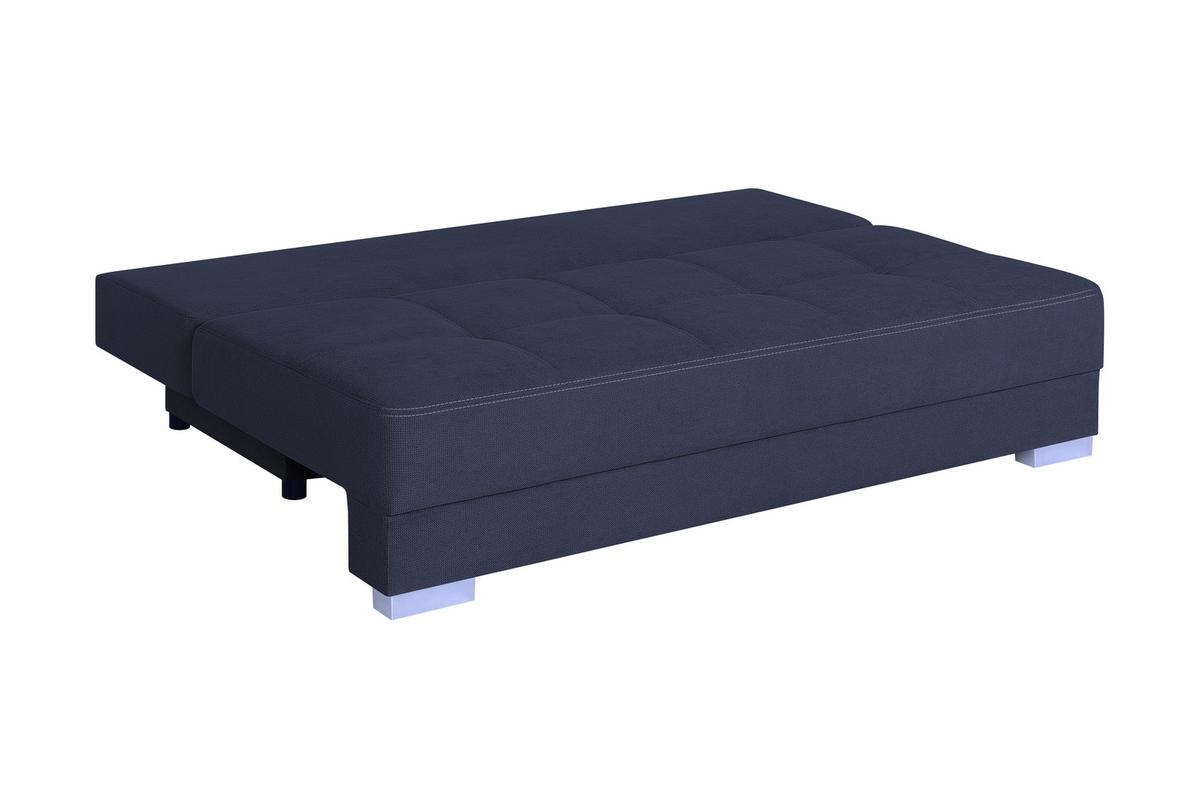 Schlafsofa mit Bettkasten Ben Dunkelblau - Chromfarben/Schwarz, Design, Holzwerkstoff/Textil (200/90/110cm) - P & B