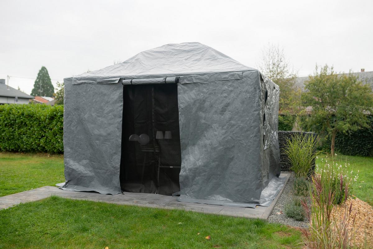 Schutzplane Winterabdeckung Pavillon 10x14 - Grau, Basics, Textil (426/303/292cm)