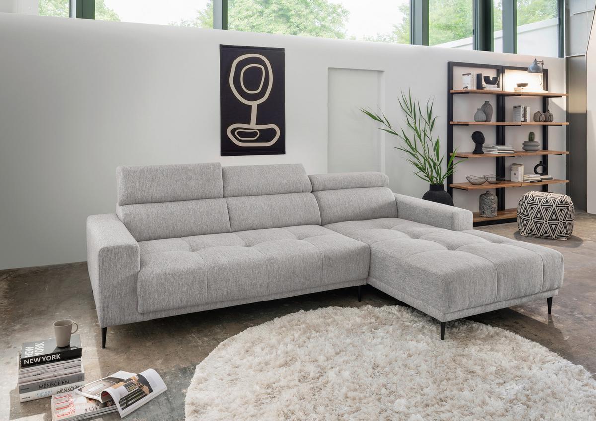 Ecksofa Intera, Grau S: 276x188 Cm - Schwarz/Grau, KONVENTIONELL, Textil (276/188cm) - Livetastic