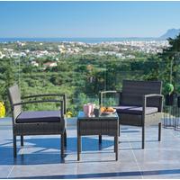 Balkonmöbel Set Poros Glas/ Kunststoffgeflecht Mit Kissen - Grau, MODERN, Glas/Kunststoff - Luca Bessoni