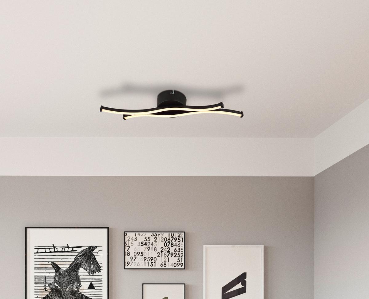 LED-Deckenleuchte 67336-12 - Opal/Schwarz, Design, Kunststoff/Metall (47,6/10/5,6cm) - Globo