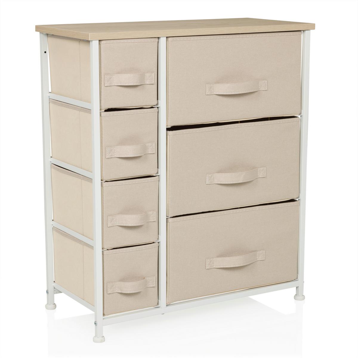 Kommode Foldress B Beige B: 63,5 cm - Beige/Weiß, MODERN, Textil (63,5/73/30cm) - MID.YOU