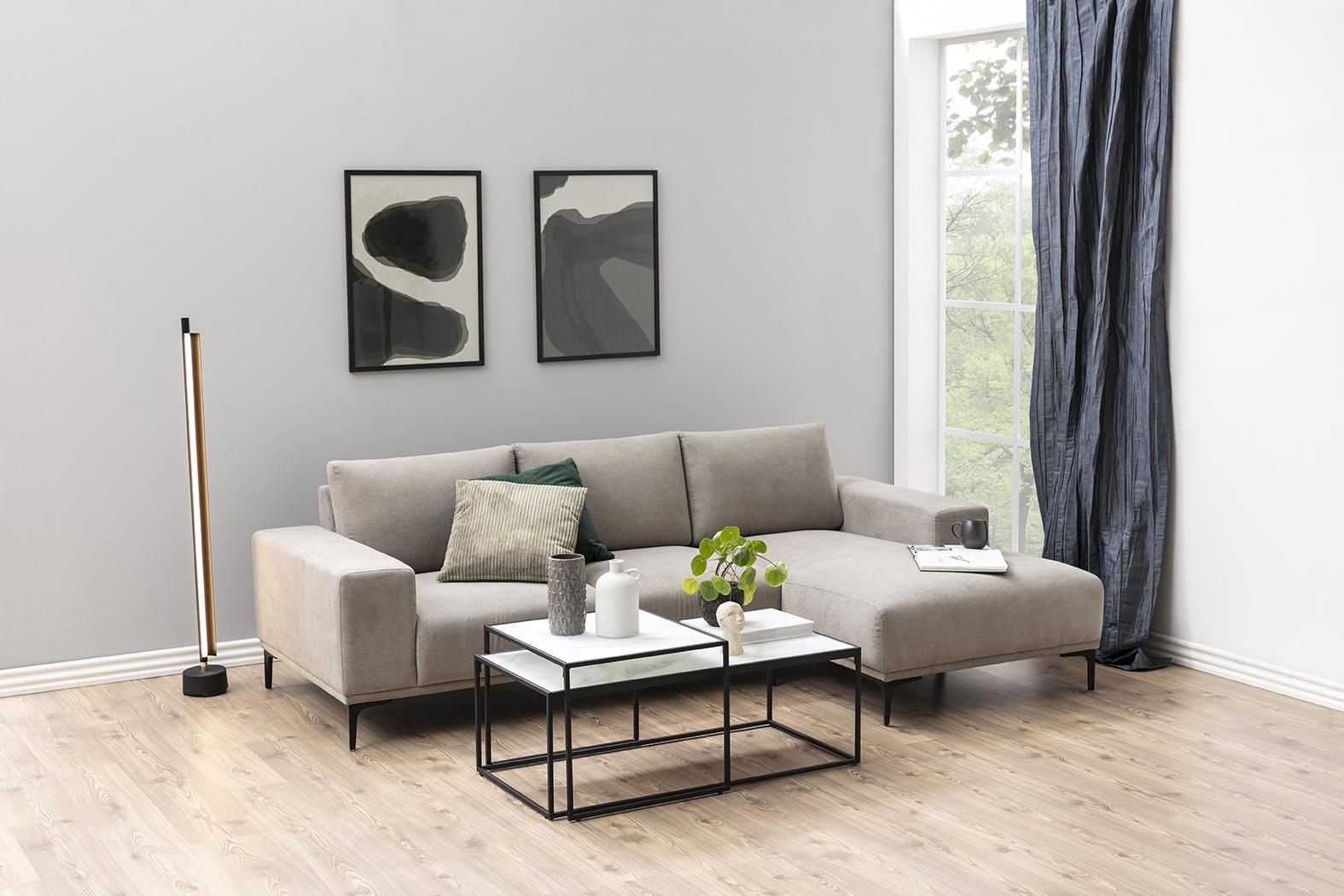 Sada 2 konferenčních stolků BOLTON - bílá/černá, Design, kov/sklo (50-100/50-55/35-43cm)