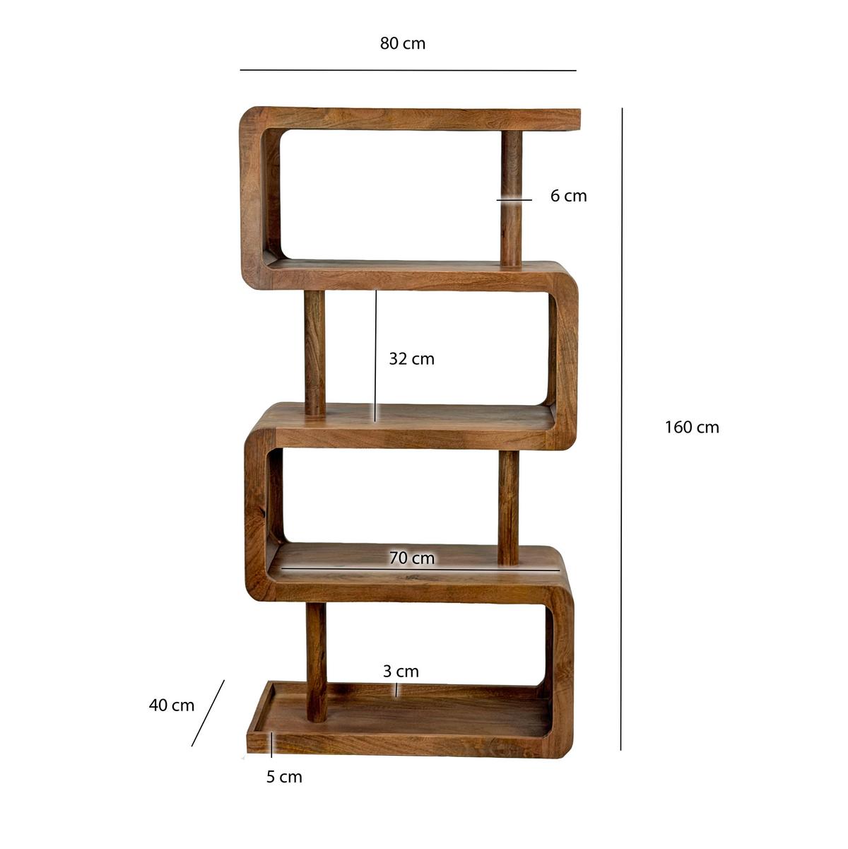 STANDREGAL Braun B: 80cm - Braun, Design, Holz (80/160/40cm) - Livetastic