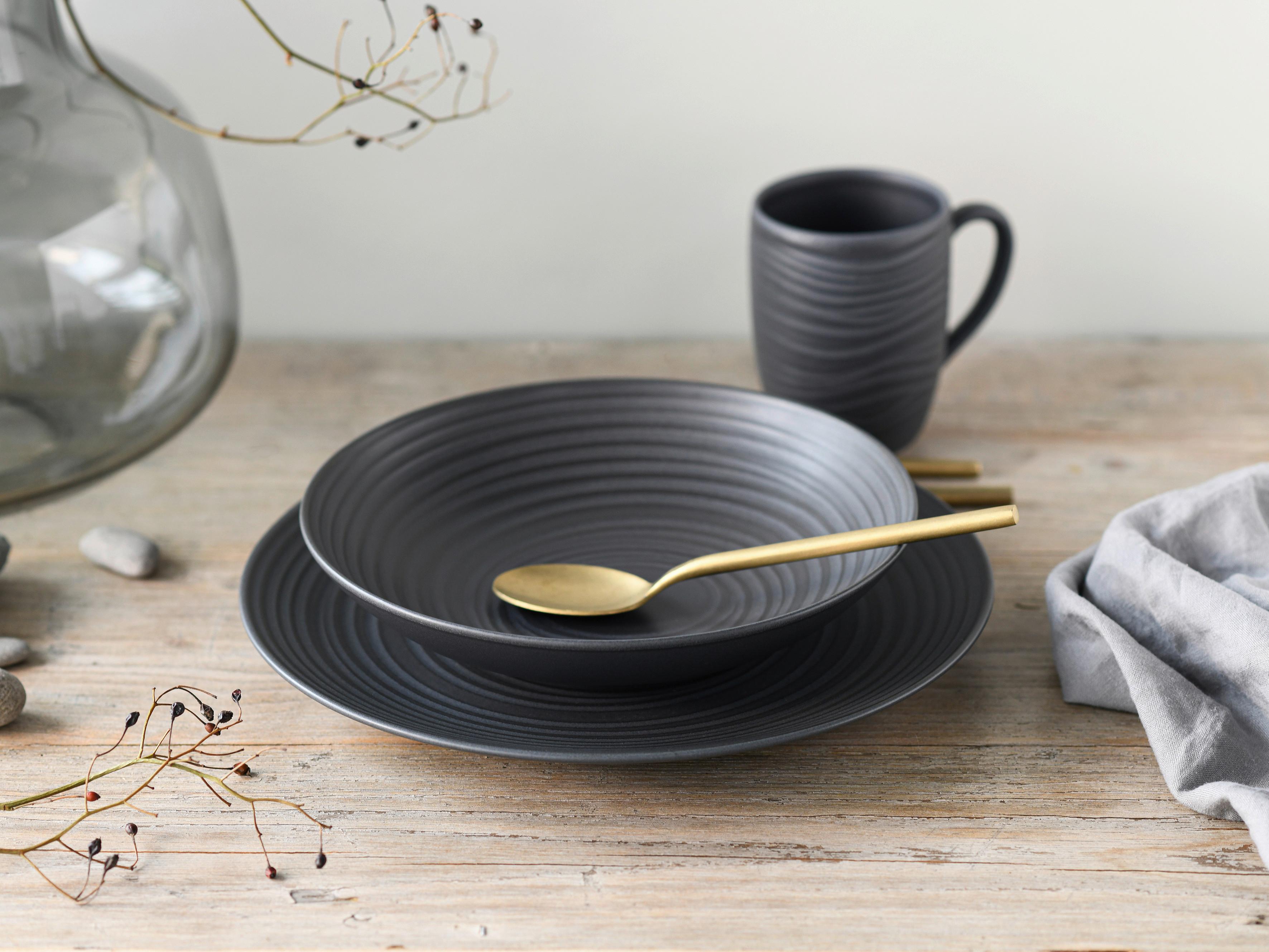 Kaffeebecherset Lava Stone 6--Teilig., Dunkelgrau - Dunkelgrau, Basics, Keramik - Creatable
