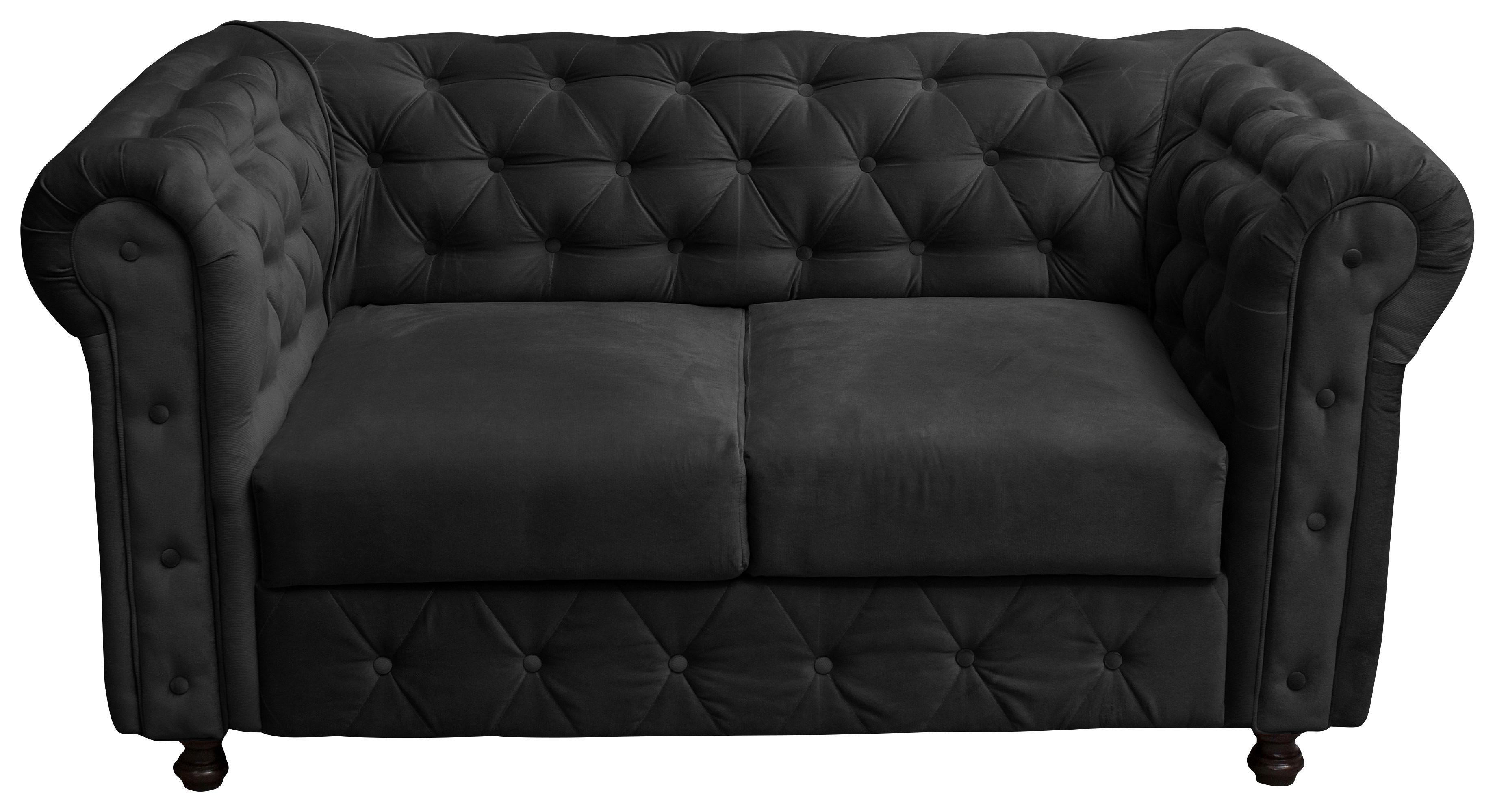 Chesterfield-Sofa Cardiff Anthrazit 2-Sitzer Samt - Wengefarben/Anthrazit, Basics, Textil (168/80/90cm) - P & B