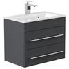 Waschtischkombi Portus Graphitfarben B: 60,6cm - Graphitfarben/Weiß, MODERN, Keramik/Holzwerkstoff (60,6cm) - MID.YOU