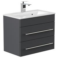 Badezimmer Portus Graphitfarben B: 60,6cm - Graphitfarben/Weiß, MODERN, Keramik/Holzwerkstoff (60,6cm) - MID.YOU