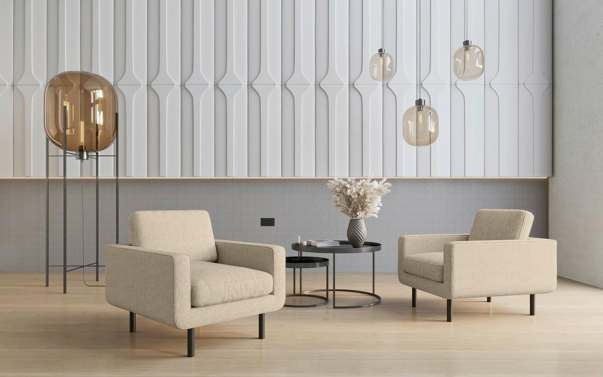 Sessel Suburban Beige B: 70 Cm - Beige/Schwarz, Design, Textil (70/80/92cm) - Livetastic