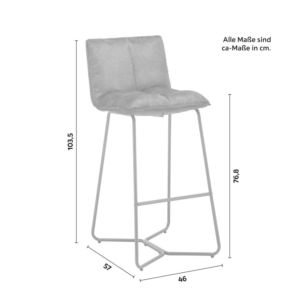 Barová stolička Fonia zo zamatu - tmavosivá - zlatá/tmavosivá, Modern, kov/drevo (46/103,5/57cm) - P & B