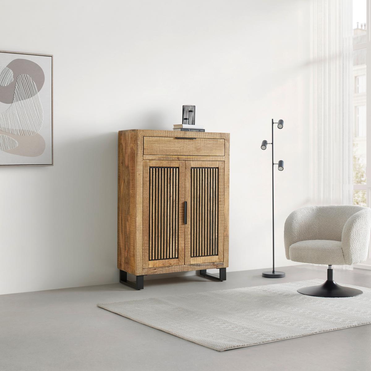 BOTNÍK EVEREST -EXKLUSIV- - černá/přírodní barvy, Natur, kov/dřevo (88/130/40cm) - Mömax