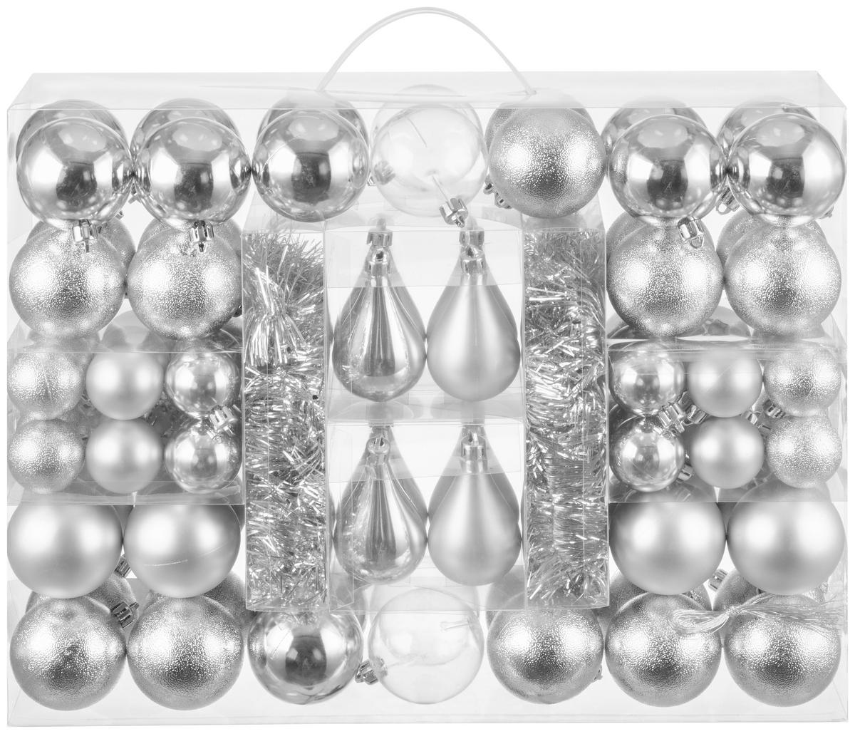 Christbaumkugel-Set Beate - Silberfarben, KONVENTIONELL, Kunststoff - Luca Bessoni