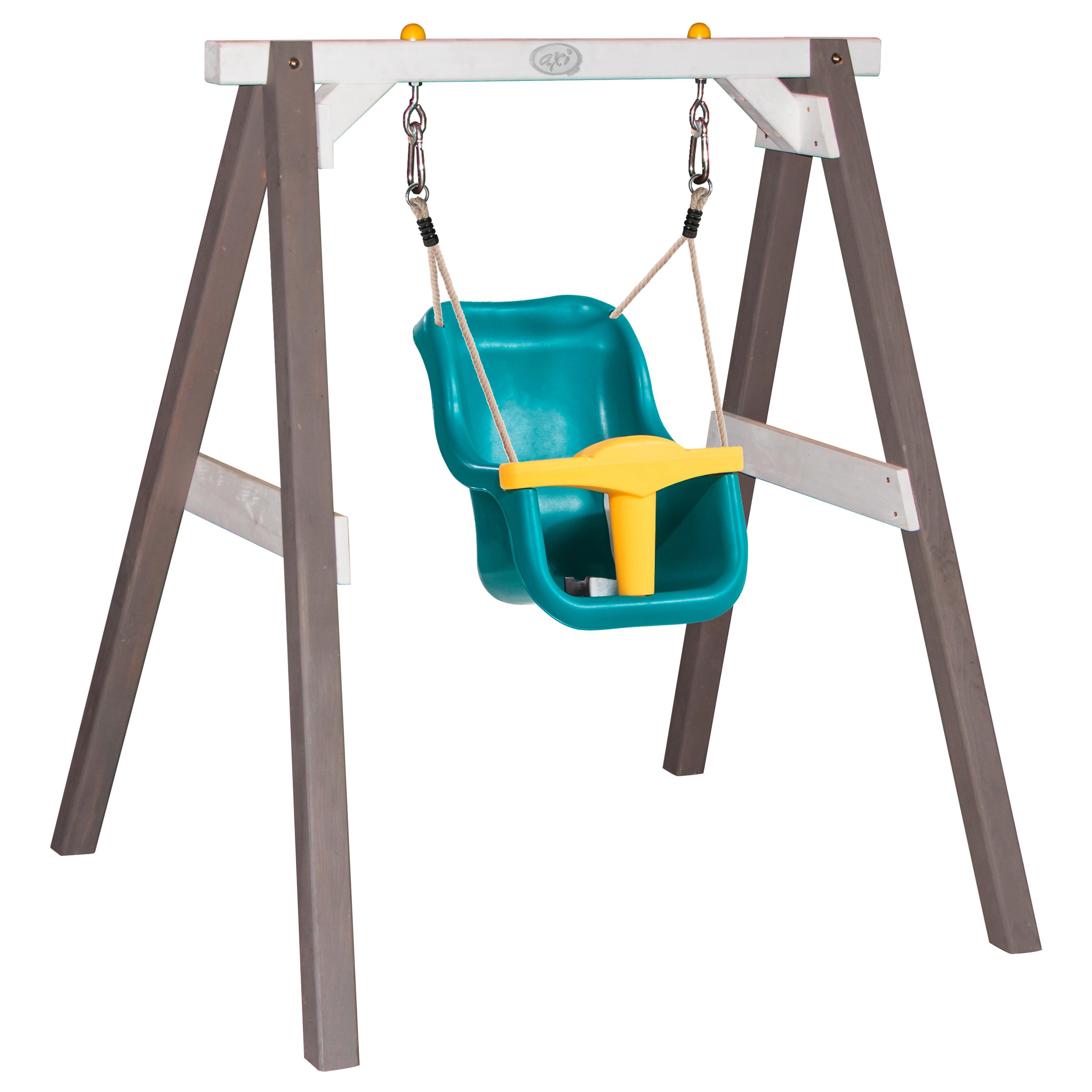 Schaukel Baby Swing Holz/ Kunststoff + Sicherheitsbügel - Weiß/Grau, Basics, Holz/Kunststoff (120/134/103cm) - Ambia Garden