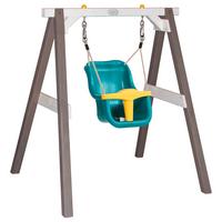 Schaukel Baby Swing Holz/ Kunststoff + Sicherheitsbügel - Weiß/Grau, Basics, Holz/Kunststoff (120/134/103cm) - Ambia Garden