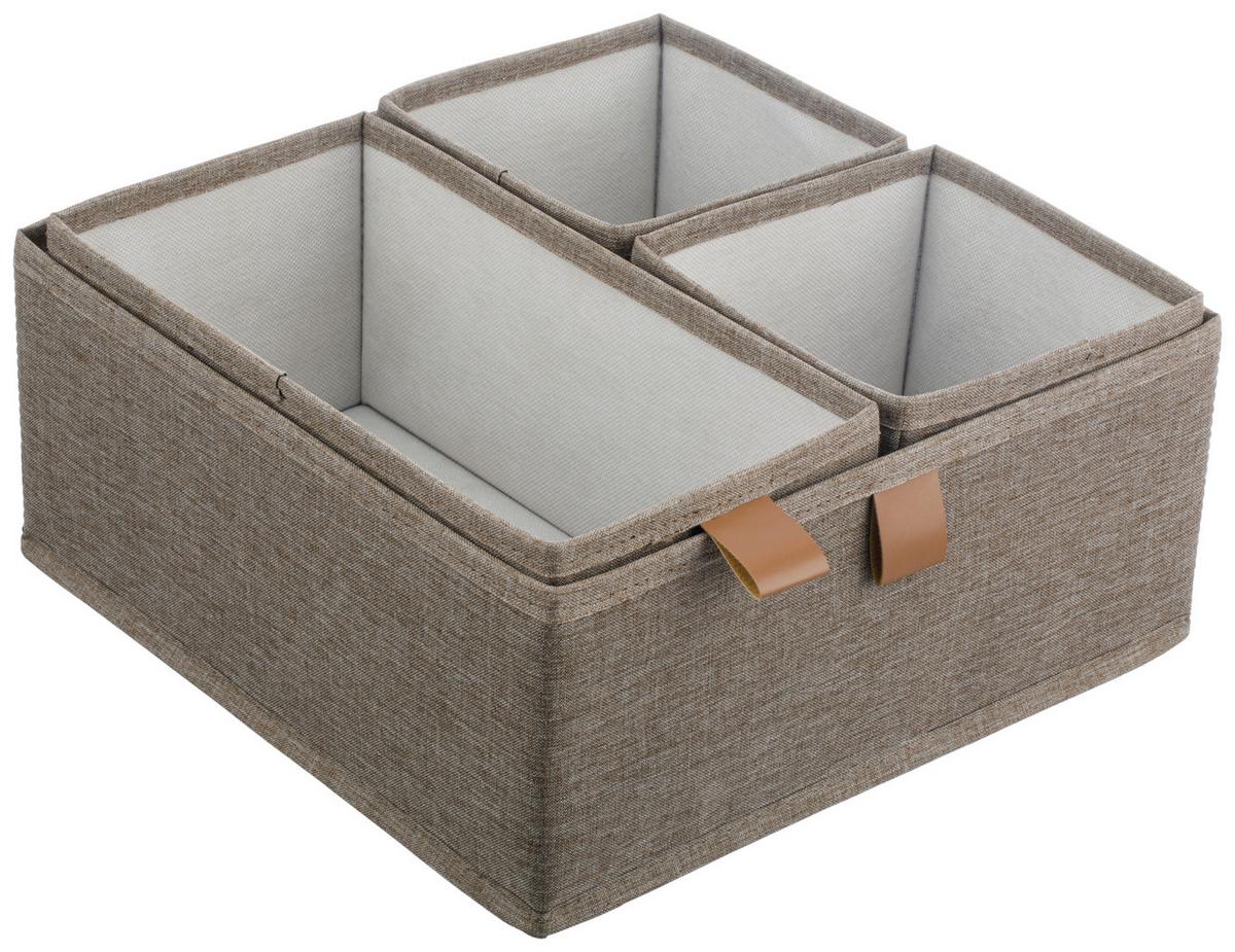 Aufbewahrungsboxen-Set Carlotta - Braun, KONVENTIONELL, Textil - Luca Bessoni