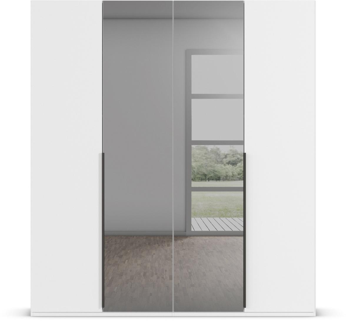 Drehtürenschrank Paola Grau Weiß B: 201 cm - Weiß/Grau, Trend, Glas/Holzwerkstoff (201/223/61cm) - Rauch Möbel