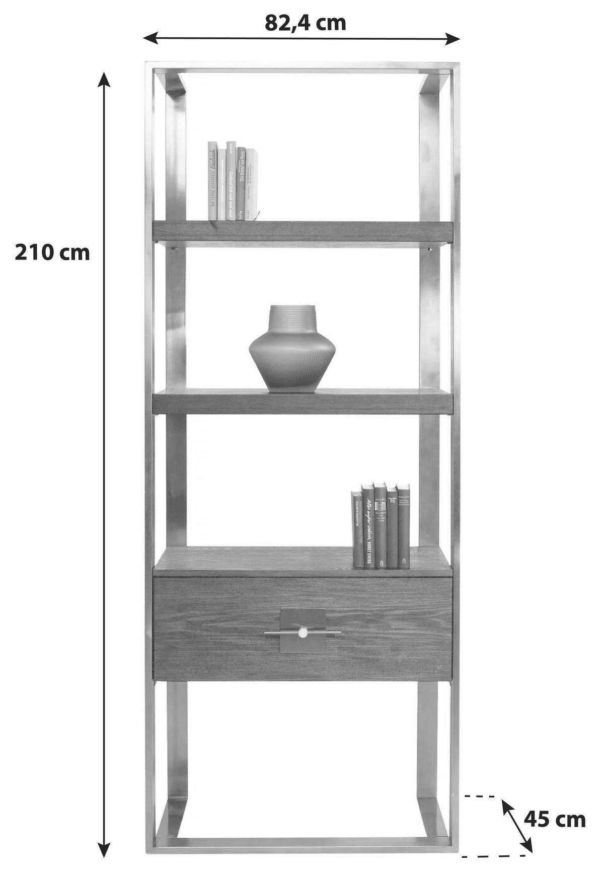 Regal Osaka - Messingfarben/Braun, Trend, Holzwerkstoff/Metall (82,4/210/45cm) - Kare-Design