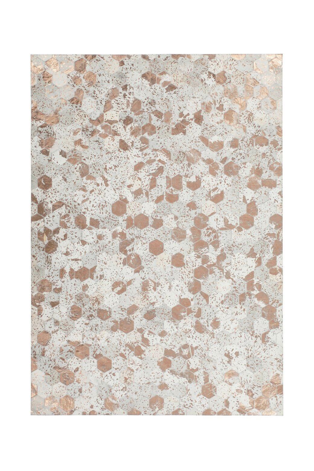 Flachwebteppich, 80x150 cm SPARK 210 ELFENBEIN / CHROM - Roségold/Creme, Design, Leder (80/150cm) - Novel