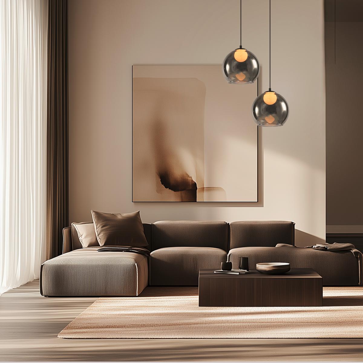 Pendelleuchte 31-38333 Brin - Schwarz/Weiß, Design, Glas/Metall (23/23/100cm)