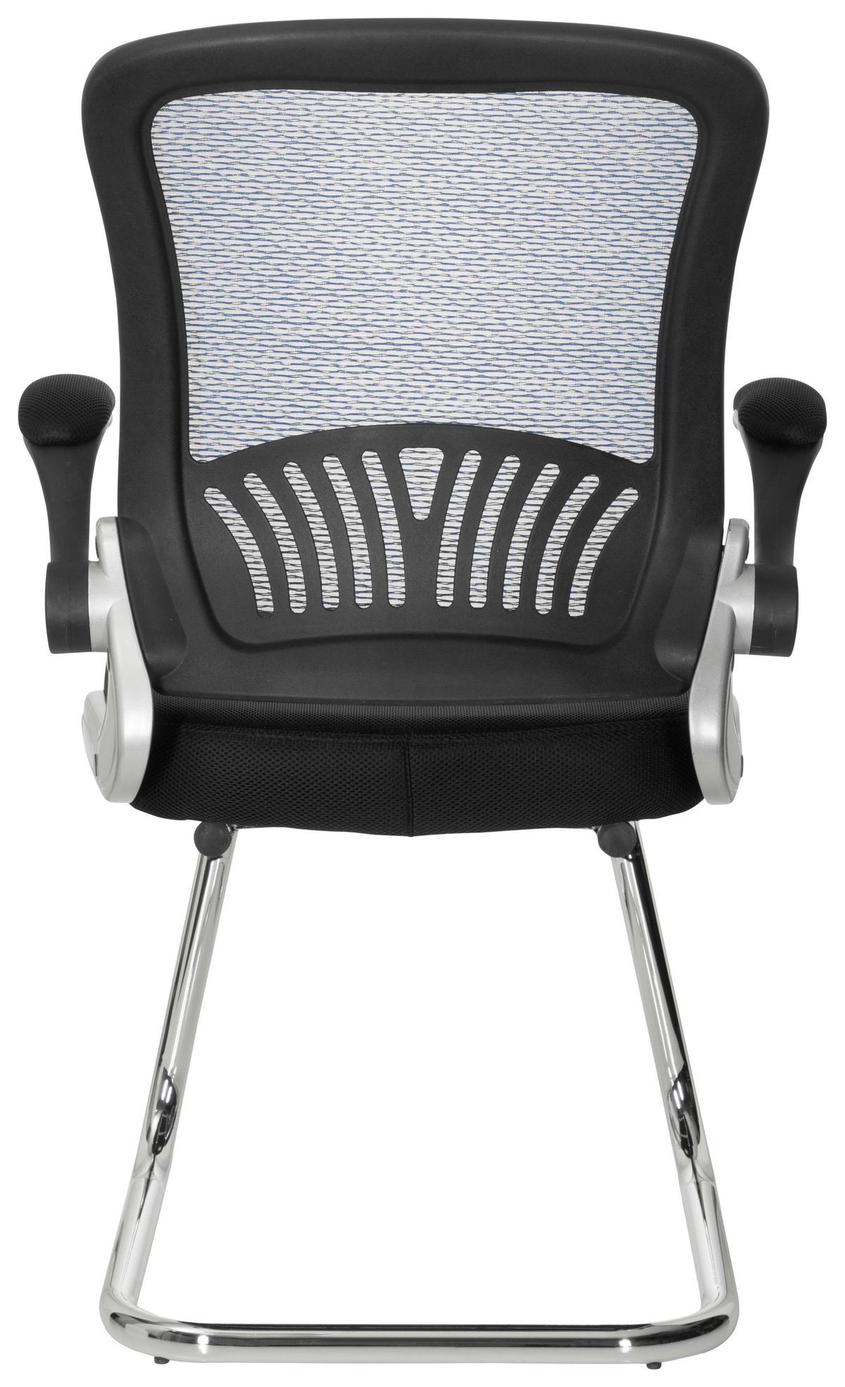 Besucherstuhl mit Armstützen Blau/Schwarz Bis 120 Kg - Chromfarben/Blau, MODERN, Textil/Metall (64/103/64cm) - MID.YOU
