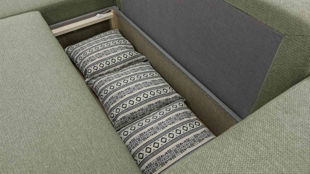 Ecksofa Pharell - Schwarz/Olivgrün, Basics, Textil (155/230cm) - Livetastic