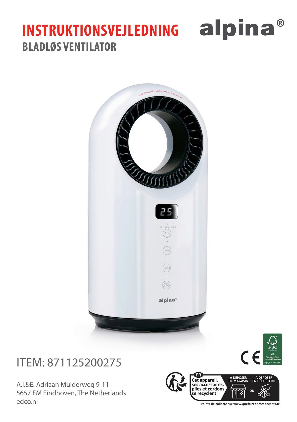 Tischventilator Bladeless Ptc Heater 1000/1500 - Weiß, Basics, Kunststoff (18/36,9/18cm)