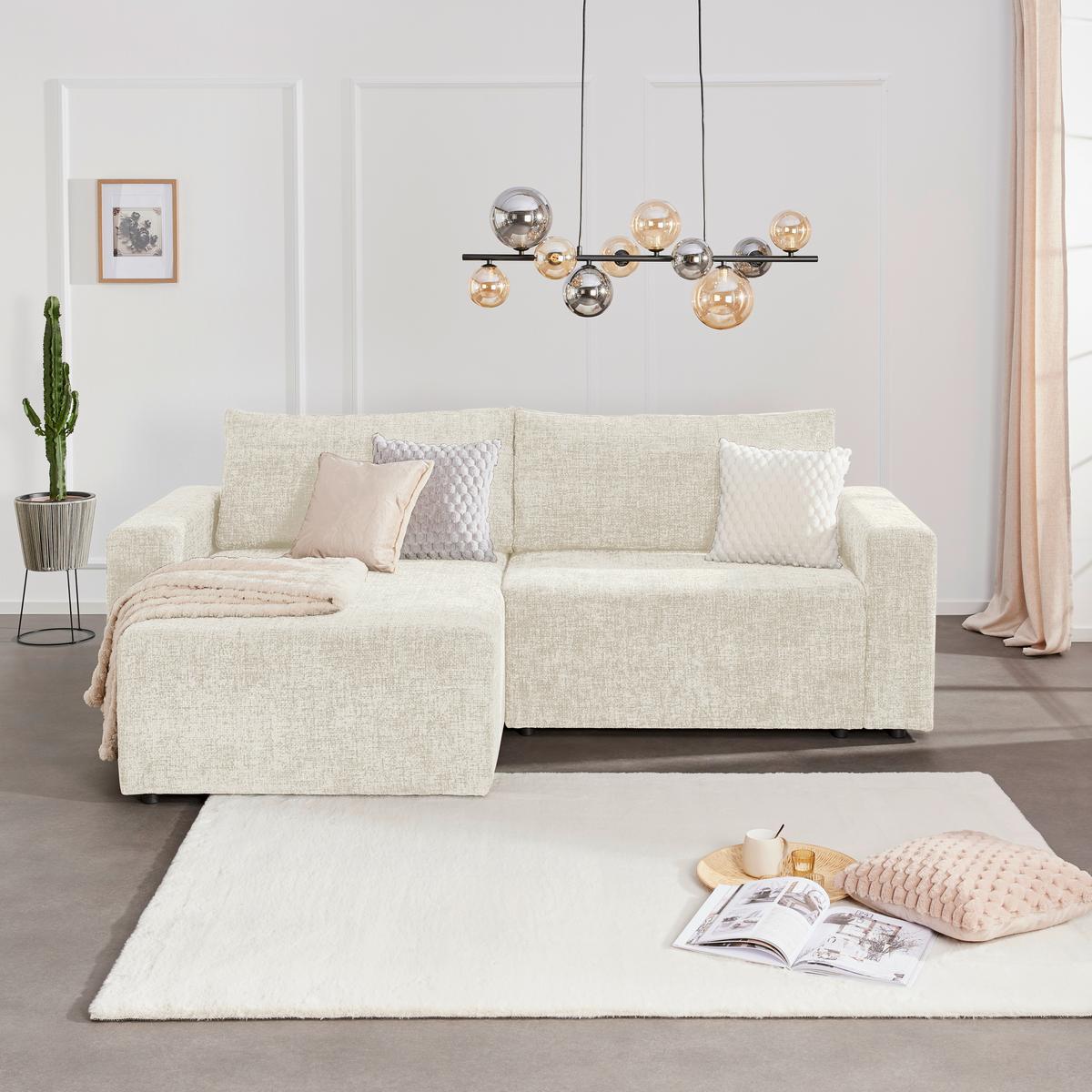 Ecksofa Dallas - Beige/Schwarz, MODERN, Holz/Kunststoff (173/258cm)