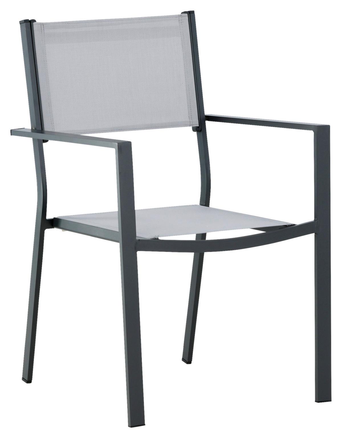 Gartensessel Stapelbar Copacabana Aluminium - Schwarz/Grau, KONVENTIONELL, Textil/Metall (56,5/88/61cm) - Gardenson