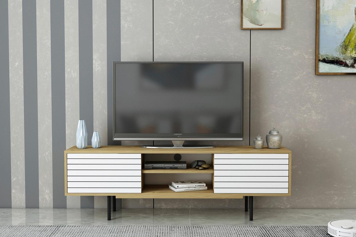 Nízká komoda, barvy dubu/bílá - bílá/černá, Design, kompozitní dřevo (160/50,5/35cm) - Livetastic