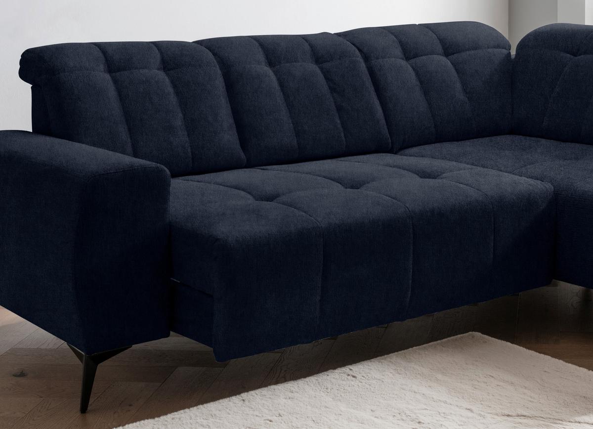 Ecksofa Mit Usb Anschluss Sano, Dunkelblau,s: 261x200 Cm - Schwarz/Dunkelblau, MODERN, Textil (261/200cm) - Livetastic