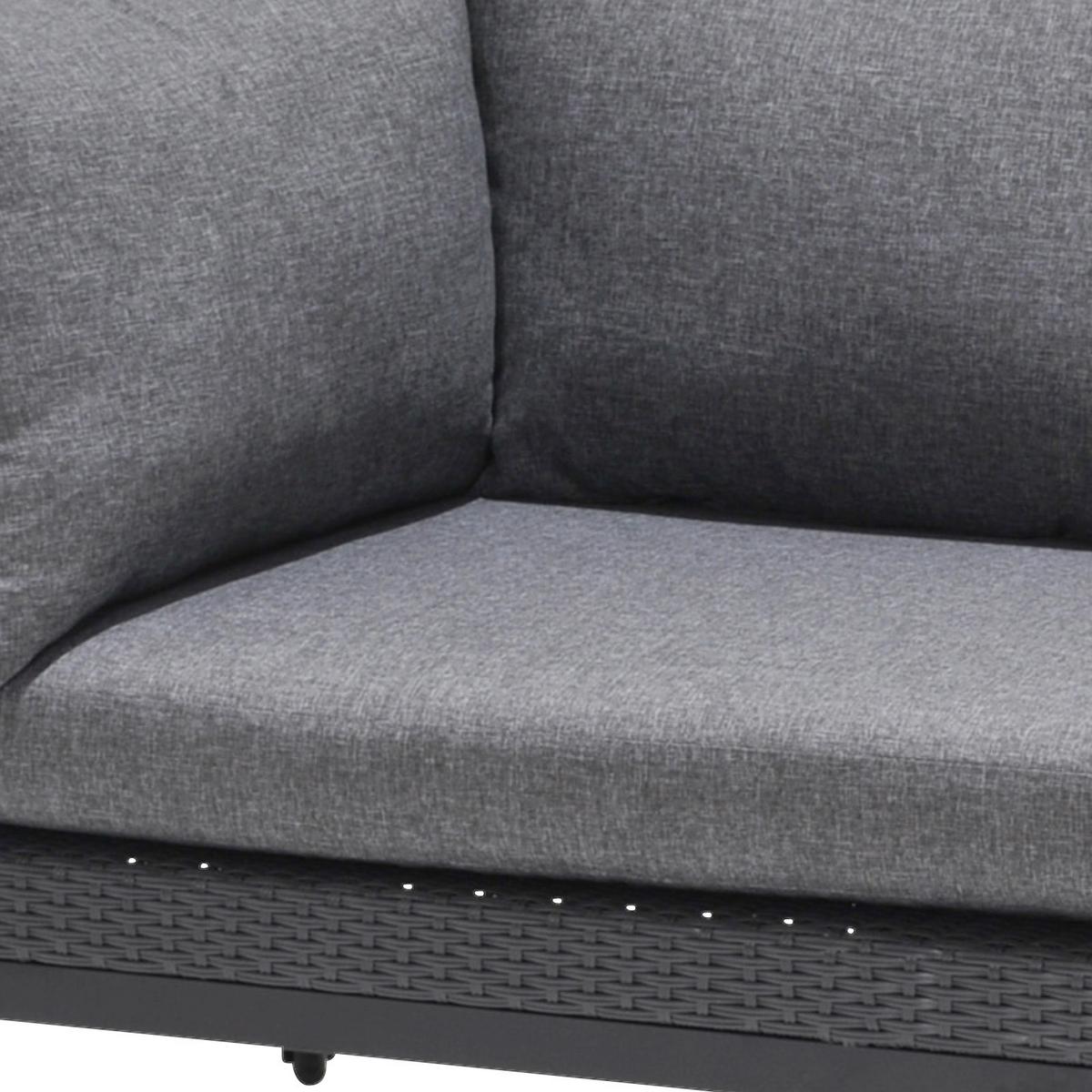 Loungesofa Infinity Aus Kunststoffgeflecht mit Kissen - Anthrazit/Schwarz, Basics, Kunststoff/Metall (227/58/83cm)