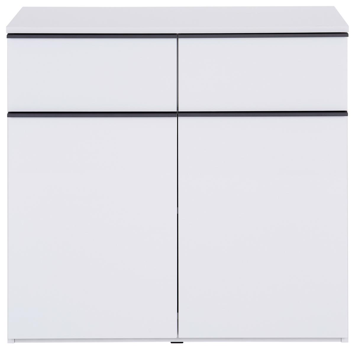 Kommode B: 90 cm Lucca, Weiß/Grau - Weiß, MODERN, Holzwerkstoff (90/88/44cm)